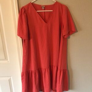 Elegant Coral V-Neck Dress